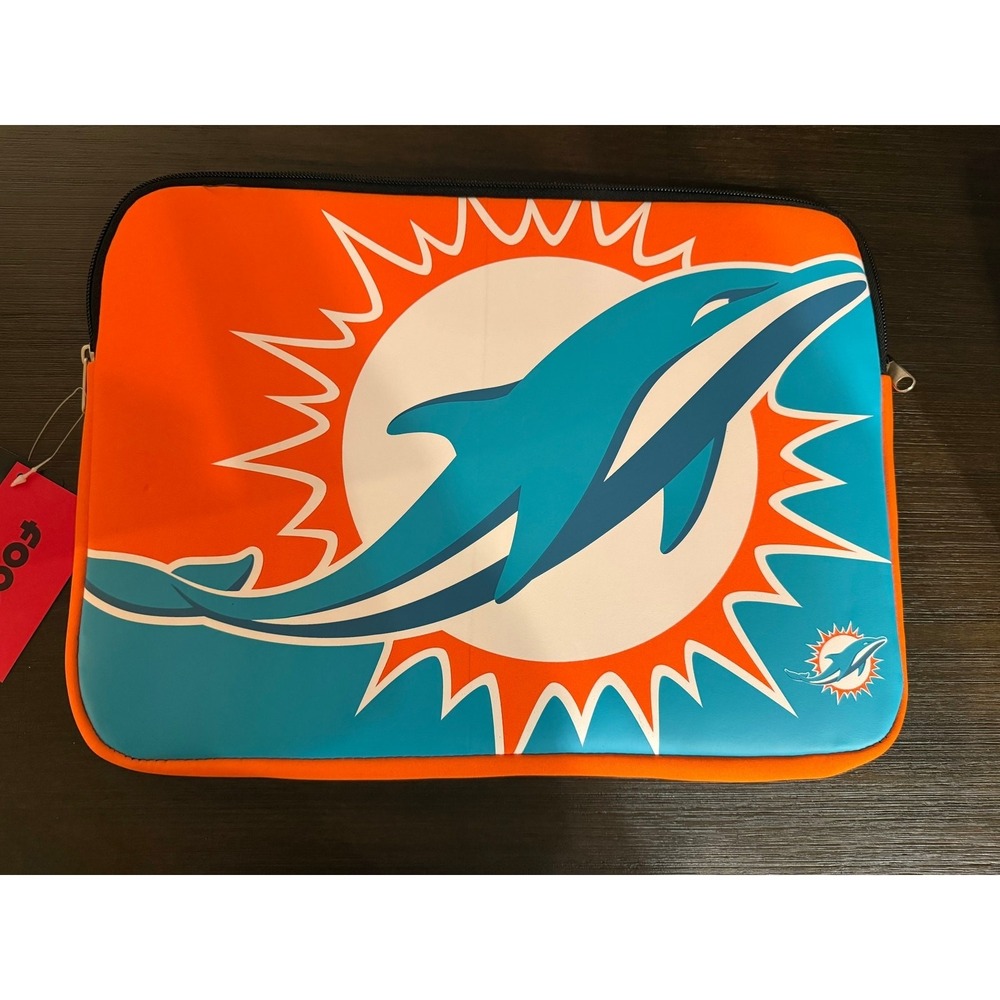 Miami Dolphins Foco Brand Zippered 15 x 11 Laptop Sleeve- NWT